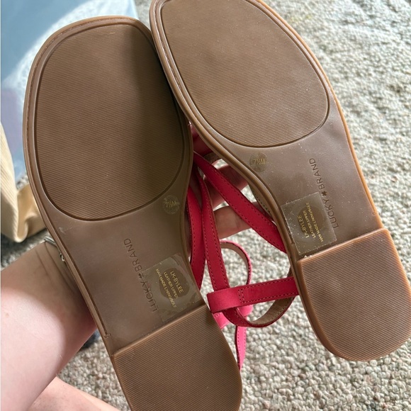 Lucky Brand Pink Tan Sandals Strappy Summer Style - Picture 4 of 4